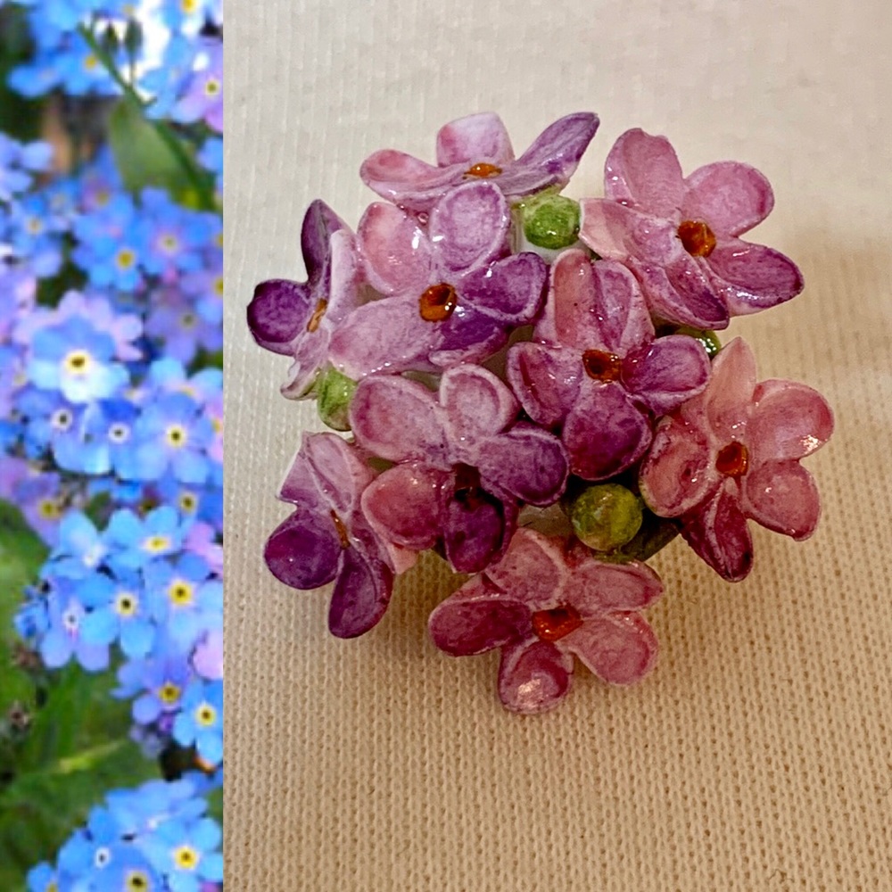 Vintage Healacraft Porcelain Floral Brooch